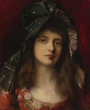 The Green Bonnet by Albert Lynch Oil Painting