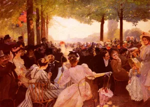 Avenue Du Bois-De-Boulogne by Albert Marie Adolphe Dagnaux - Oil Painting Reproduction