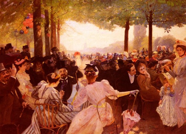 Main Product Photo of Avenue Du Bois-De-Boulogne Painting by Albert Marie Adolphe Dagnaux
