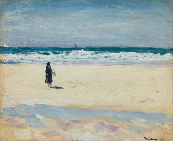 Main Product Photo of Young Girl on the Beach  Painting by Albert Marquet