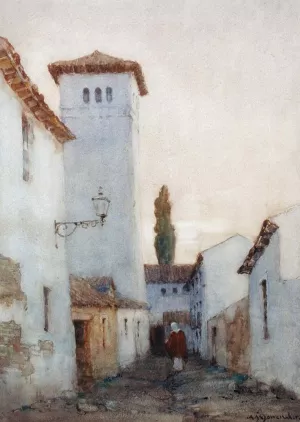 A Spanish Street, Cordoba by Albert Moulton Foweraker Oil Painting