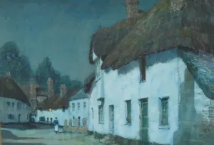 Cottages in the Moonlight by Albert Moulton Foweraker Oil Painting