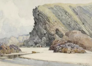 Crigga Beach, Newquay by Albert Moulton Foweraker - Oil Painting Reproduction