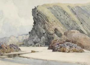 Crigga Beach, Newquay by Albert Moulton Foweraker Oil Painting