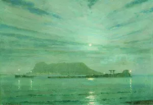 Gibraltar from Algeciras by Albert Moulton Foweraker Oil Painting