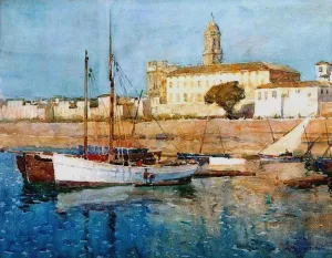 Harbour Scene by Albert Moulton Foweraker Oil Painting