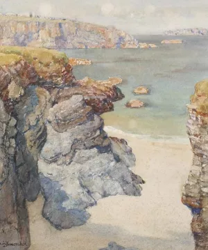 Harlyn Bay, Trevose, Cornwall by Albert Moulton Foweraker Oil Painting
