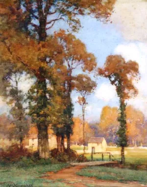 Lower Lelant Cornwall by Albert Moulton Foweraker Oil Painting