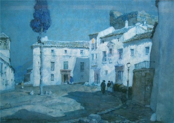 Moonlight - Antequera by Albert Moulton Foweraker - Hand-Painted Oil Painting Reproduction