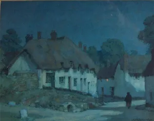 Moonlight, Devon Oil painting by Albert Moulton Foweraker