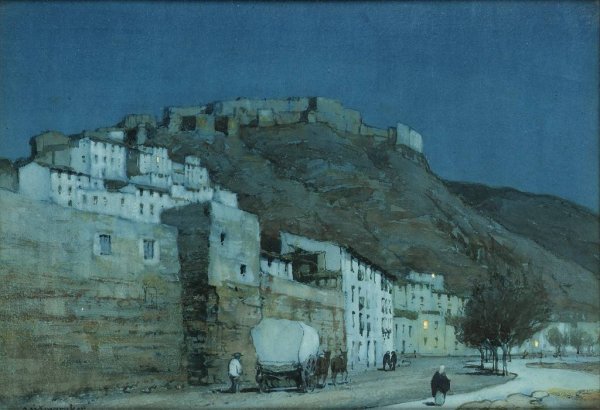 Moonlight, Malaga, Spain by Albert Moulton Foweraker - Hand-Painted Oil Painting Reproduction
