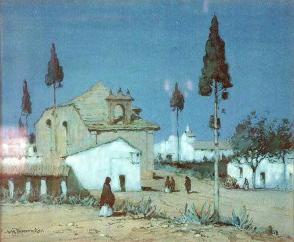 Main Product Photo of Moonlight Near Utrera, Spain Painting by Albert Moulton Foweraker