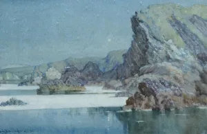 Moonlight, Newquay by Albert Moulton Foweraker Oil Painting
