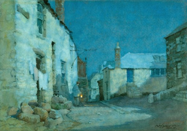 Moonlight, Norway Square, St Ives by Albert Moulton Foweraker - Hand-Painted Oil Painting Reproduction