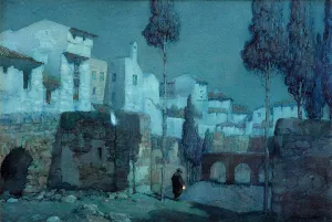 Moonlight. Palma, Majorca by Albert Moulton Foweraker Oil Painting