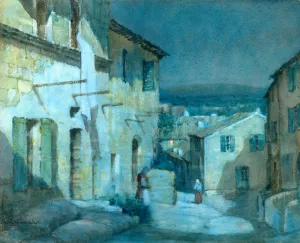Mooonlight, Villeneuve by Albert Moulton Foweraker - Oil Painting Reproduction