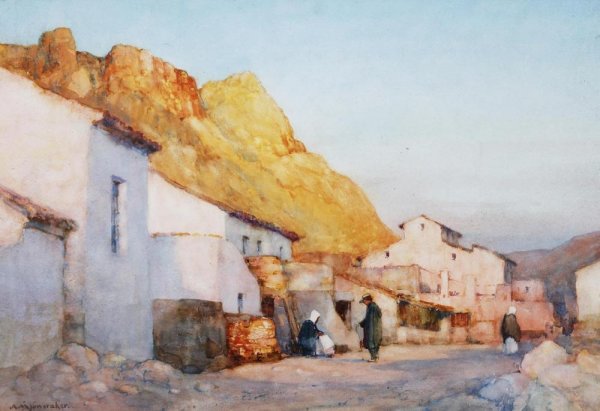 Spanish Village in the Sierras by Albert Moulton Foweraker - Hand-Painted Oil Painting Reproduction