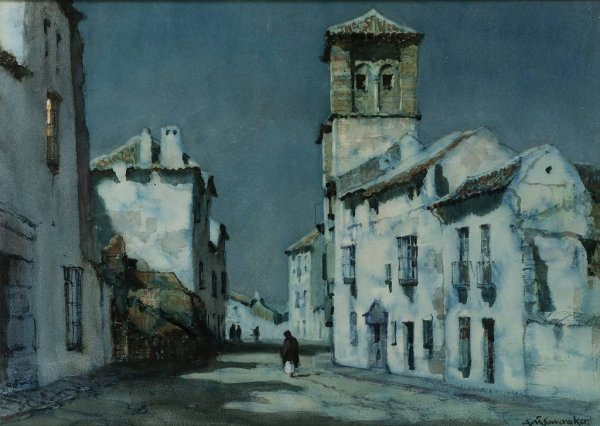 Spanish Village by Albert Moulton Foweraker - Hand-Painted Oil Painting Reproduction