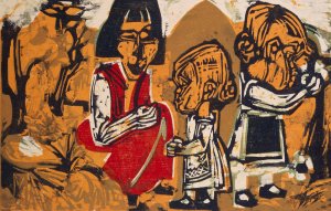 Anna Muller mit Judith und Kaspar by Albert Muller Oil Painting
