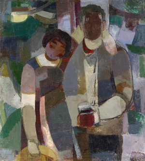 Couple under Trees by Albert Muller Oil Painting