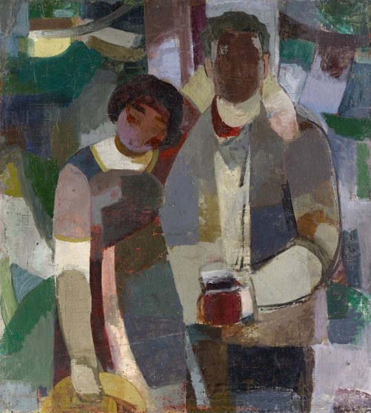 Main Product Photo of Couple under Trees  Painting by Albert Muller
