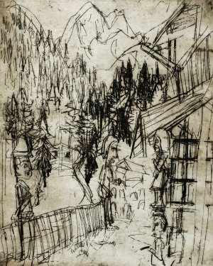 Kirchnerhaus auf dem Wildboden mit Blick ins Sertig by Albert Muller Oil Painting