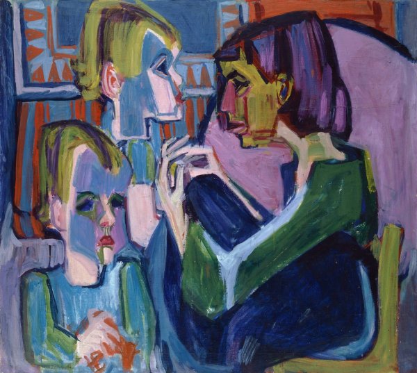 Main Product Photo of Mother With Children  Painting by Albert Muller