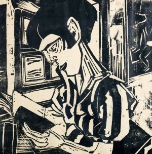 Reading Woman by Albert Muller Oil Painting