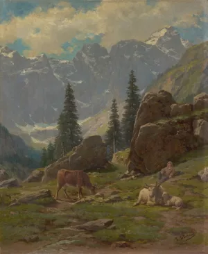 The Brunni-Valley at Unterschachen in the Canton of Uri Oil painting by Albert Muller
