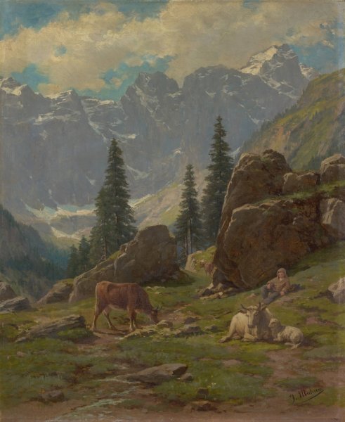 Main Product Photo of The Brunni-Valley at Unterschachen in the Canton of Uri Painting by Albert Muller