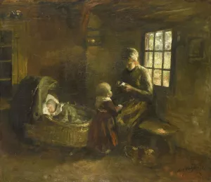 Bij de wieg by Albert Neuhuys Oil Painting