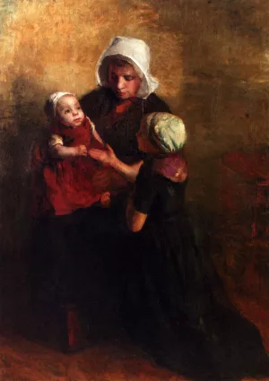 Playing With Little Sister by Albert Neuhuys Oil Painting