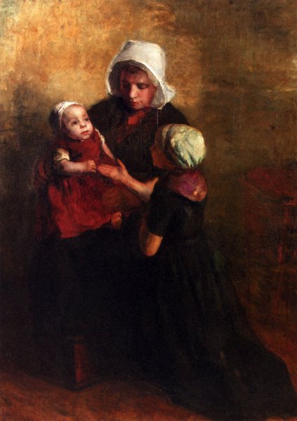 Main Product Photo of Playing With Little Sister Painting by Albert Neuhuys