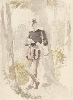 Staande jongeman die een brief leest by Albert Neuhuys Oil Painting