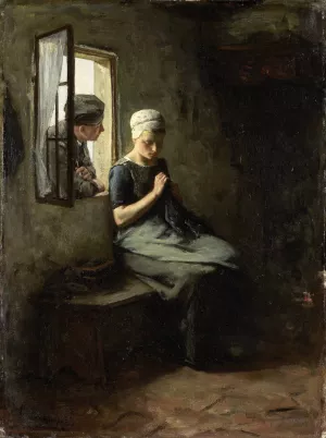 Vissersvrijage by Albert Neuhuys Oil Painting
