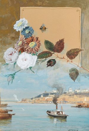 Design for a menu card with a view of Nizhny Novgorod on the River Volga by Albert Nikolaevich Benois Oil Painting