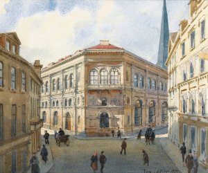 View Of The Riga Stock Exchange by Albert Nikolaevich Benois Oil Painting