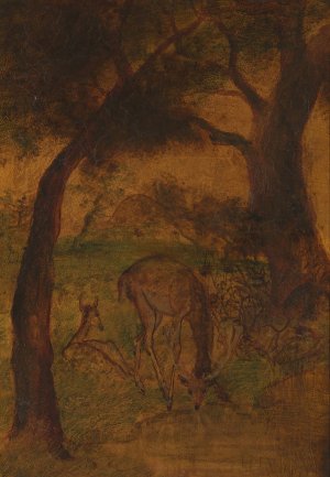 A Stag Drinking by Albert Pinkham Ryder Oil Painting