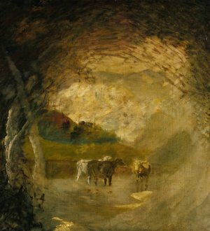 Landscape With Trees And Cattle by Albert Pinkham Ryder Oil Painting