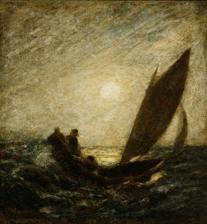 With Sloping Mast And Dipping Prow by Albert Pinkham Ryder Oil Painting
