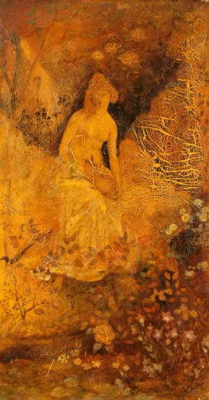 Woman with a Deer Oil painting by Albert Pinkham Ryder