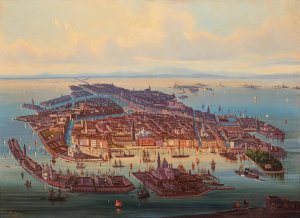 A Panoramic View Of Venice by Albert Rieger Oil Painting