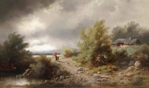 Aufziehendes Gewitter by Albert Rieger Oil Painting