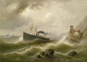 Lhootse Station an der Nordsee by Albert Rieger Oil Painting