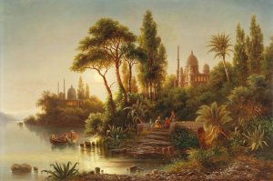 The Orient In The Evening Light Oil painting by Albert Rieger