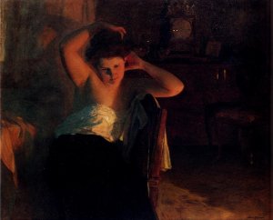 At The Fireplace Oil painting by Albert Ritzberger