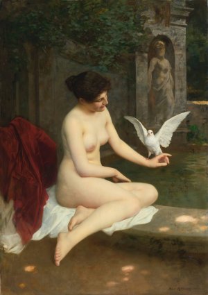 At The fountain by Albert Ritzberger Oil Painting