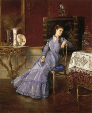 A Young Beauty in a Parlor by Albert Roosenboom Oil Painting