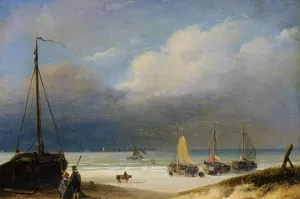 Bomschuiten on the Beach by Albert Roosenboom - Oil Painting Reproduction