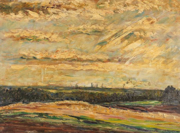 Landschaft bei Bremerhaven  by Albert Schiestl-Arding - Hand-Painted Oil Painting Reproduction